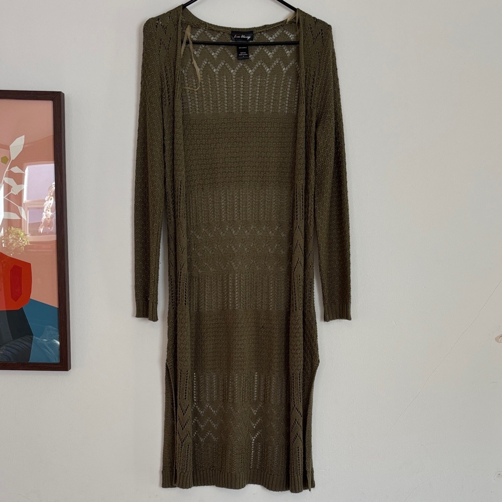 Olive Long Sleeve Cardigan Dress